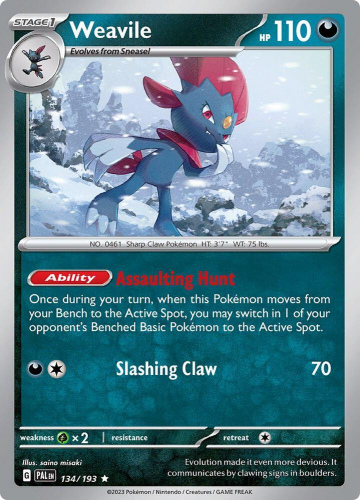 S&V - PAL - 134 - Weavile - RARE - Holofoil