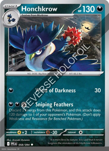 Meg - PFL - 58 - Honchkrow - UNCOMMON - Reverse Holo
