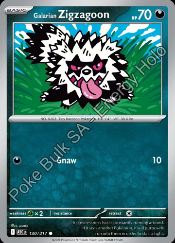Meg - ASC - 130 - Galarian Zigzagoon - COMMON - Energy Holo