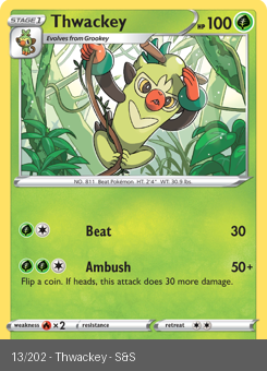 SwSh - SSH - 013 - Thwackey - UNCOMMON - Normal