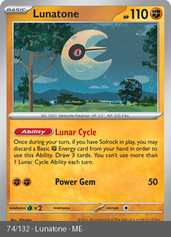 Meg - MEG - 74 - Lunatone - RARE - Holofoil